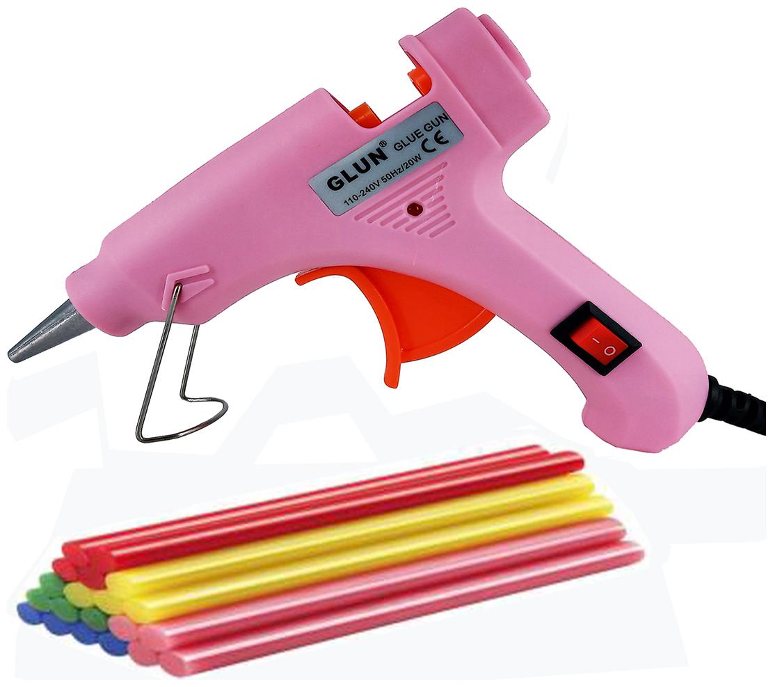 

bandook 20W Hot Melt Glue Gun Dodger With 20 Fluorescent Glue Sticks Pink Color With Power Indicator