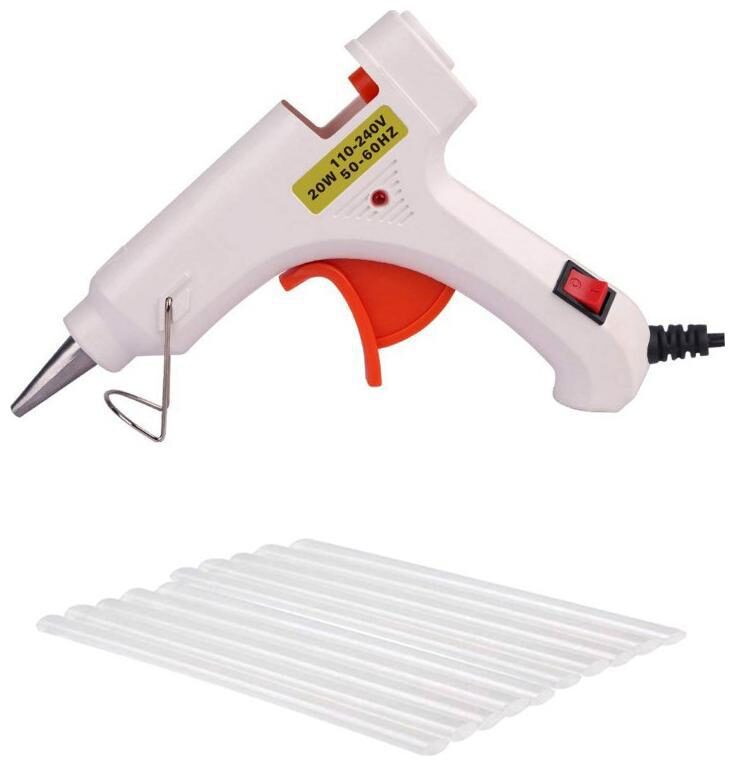 

Bandook 20W White glue gun with on off button and indicator with free 10 hot melt glue stick