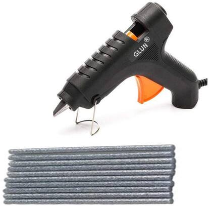 BANDOOK Glue Gun 40W with 10 Silver Glitter Stick(Leak Proof)