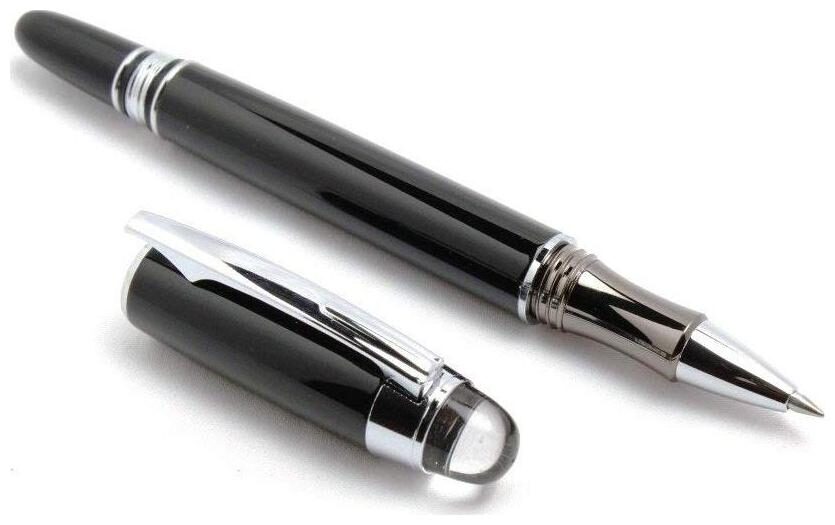 

Baoer Shine Black RollerBall Pen Silver Trim New