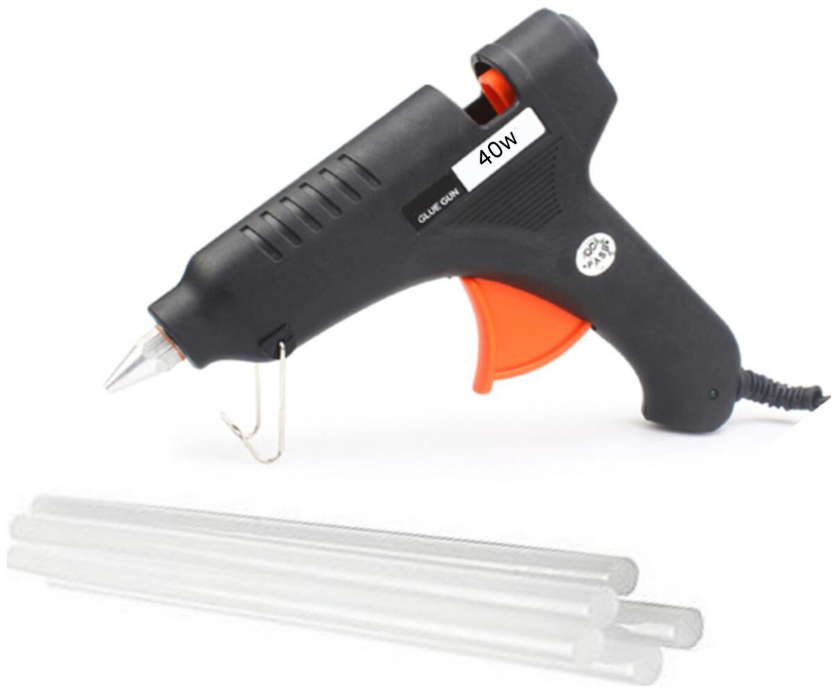 

BLACK 40W 40 WATT LEAK PROOF PROFESSIONAL HOT MELT GLUE GUN WITH 5 GLUE STICKS