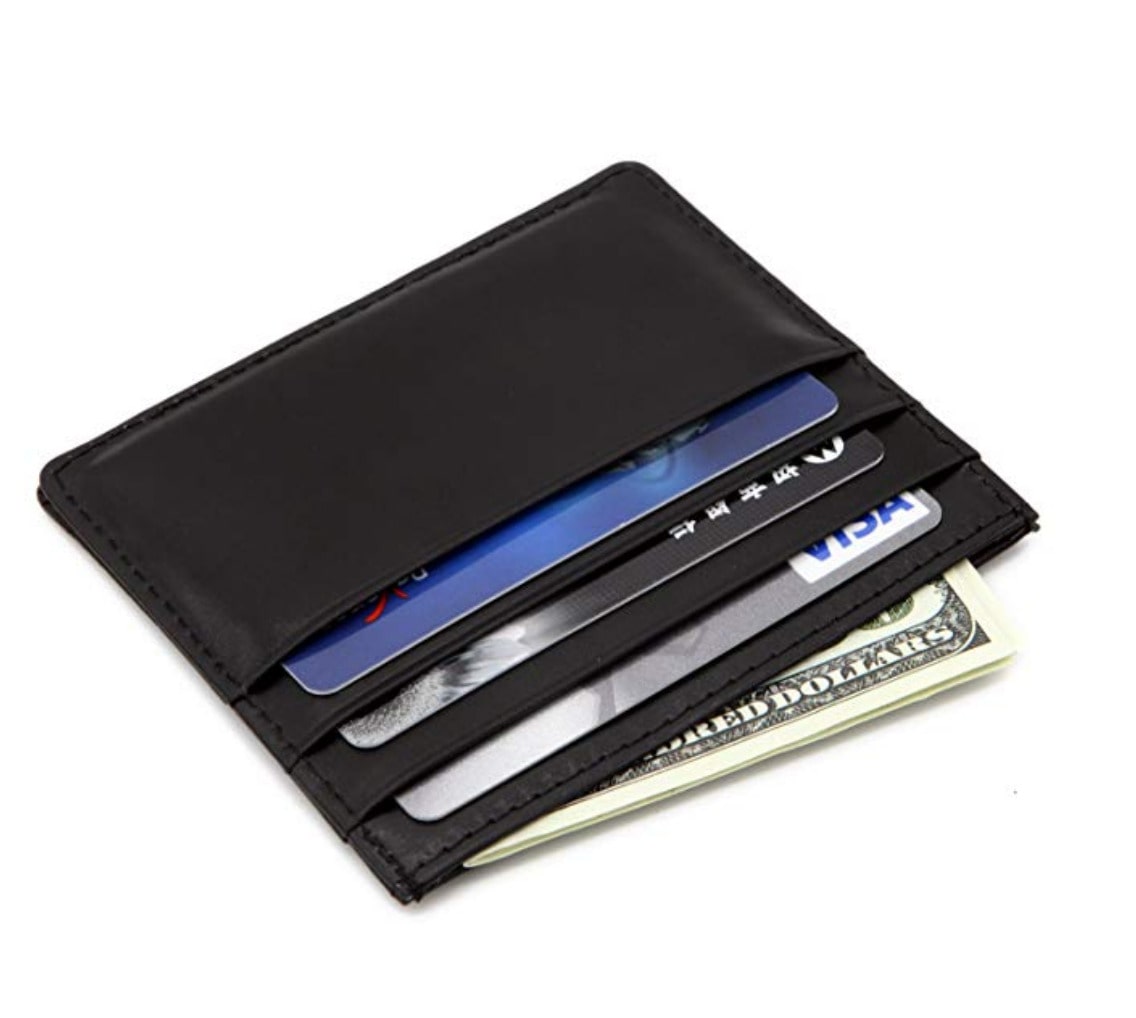 

Black Mens Leather Credit Card Front Pocket Wallet Card Holder U S Seller