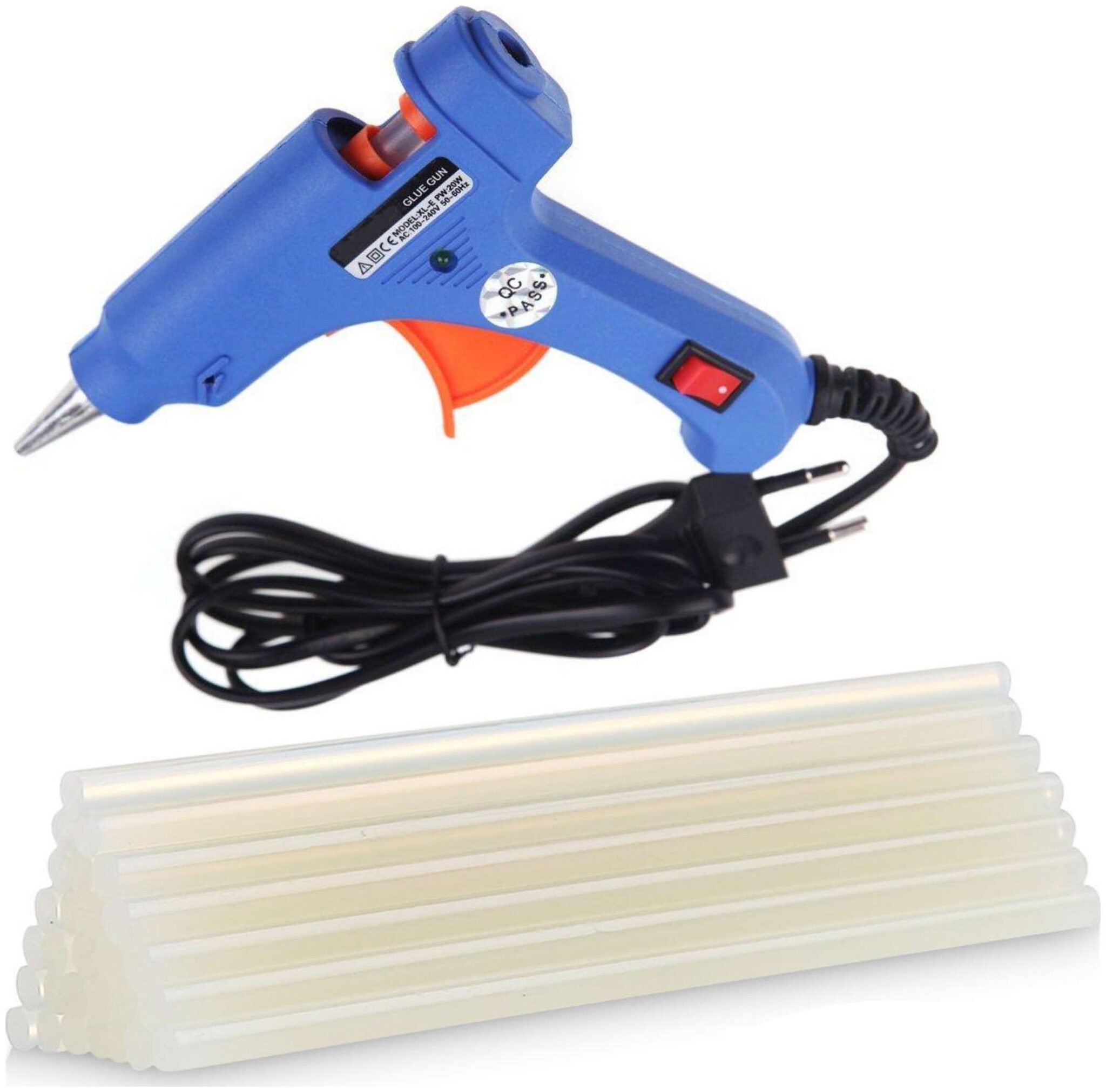 

BOND GLUN BLUE MINI 20W 20 WATT 7 MM (ON OFF SWITCH INDICATOR) HOT MELT GLUE GUN WITH 20 GLUE STICKS