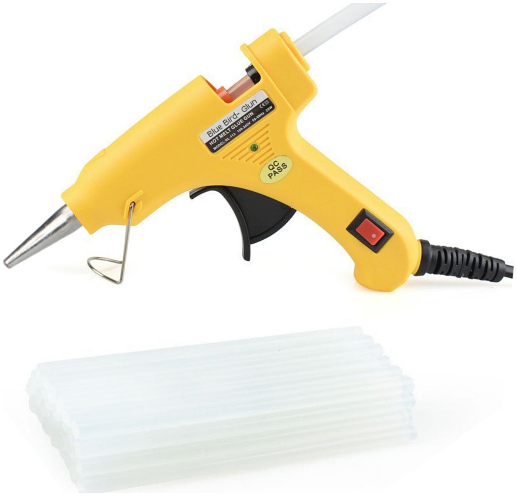

BOND GLUN YELLOW MINI 20W 20 WATT 7 MM (ON OFF SWITCH INDICATOR) HOT MELT GLUE GUN WITH 25 GLUE STICKS
