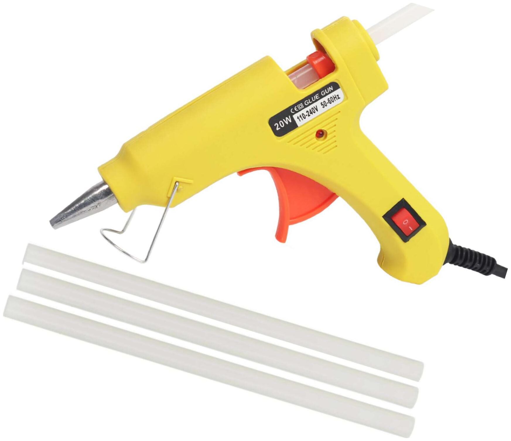 

BOND GLUN YELLOW MINI 20W 20 WATT 7 MM (ON OFF SWITCH INDICATOR) HOT MELT GLUE GUN WITH 3 GLUE STICKS