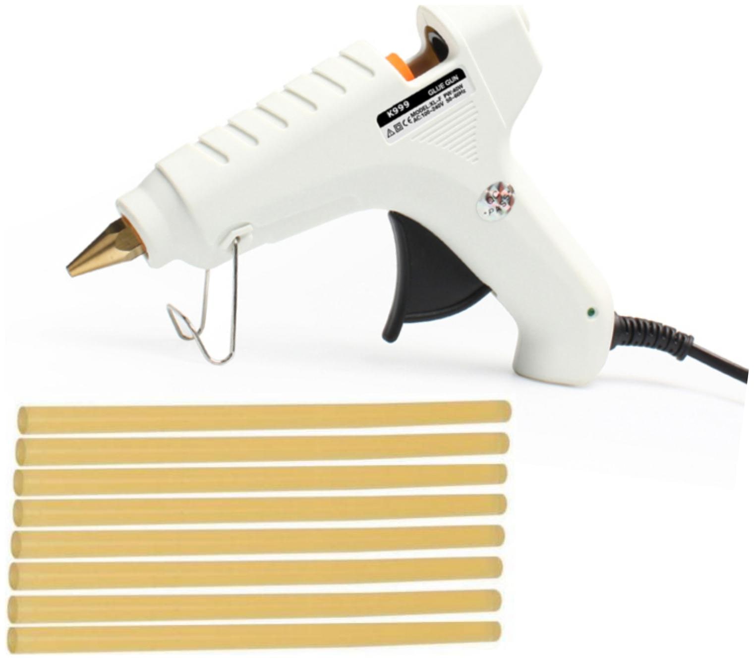 

BOND K999 WHITE 60W 60 WATT LEAK PROOF PROFESSIONAL HOT MELT GLUE GUN WITH INDICATOR AND FREE 8 YELLOW GLUE STICKS