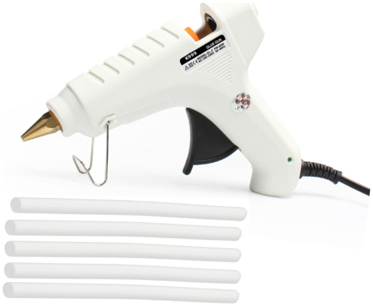 

BOND K999 WHITE 60W 60 WATT LEAK PROOF PROFESSIONAL HOT MELT GLUE GUN WITH INDICATOR AND FREE 5 MILKY WHITE GLUE STICKS