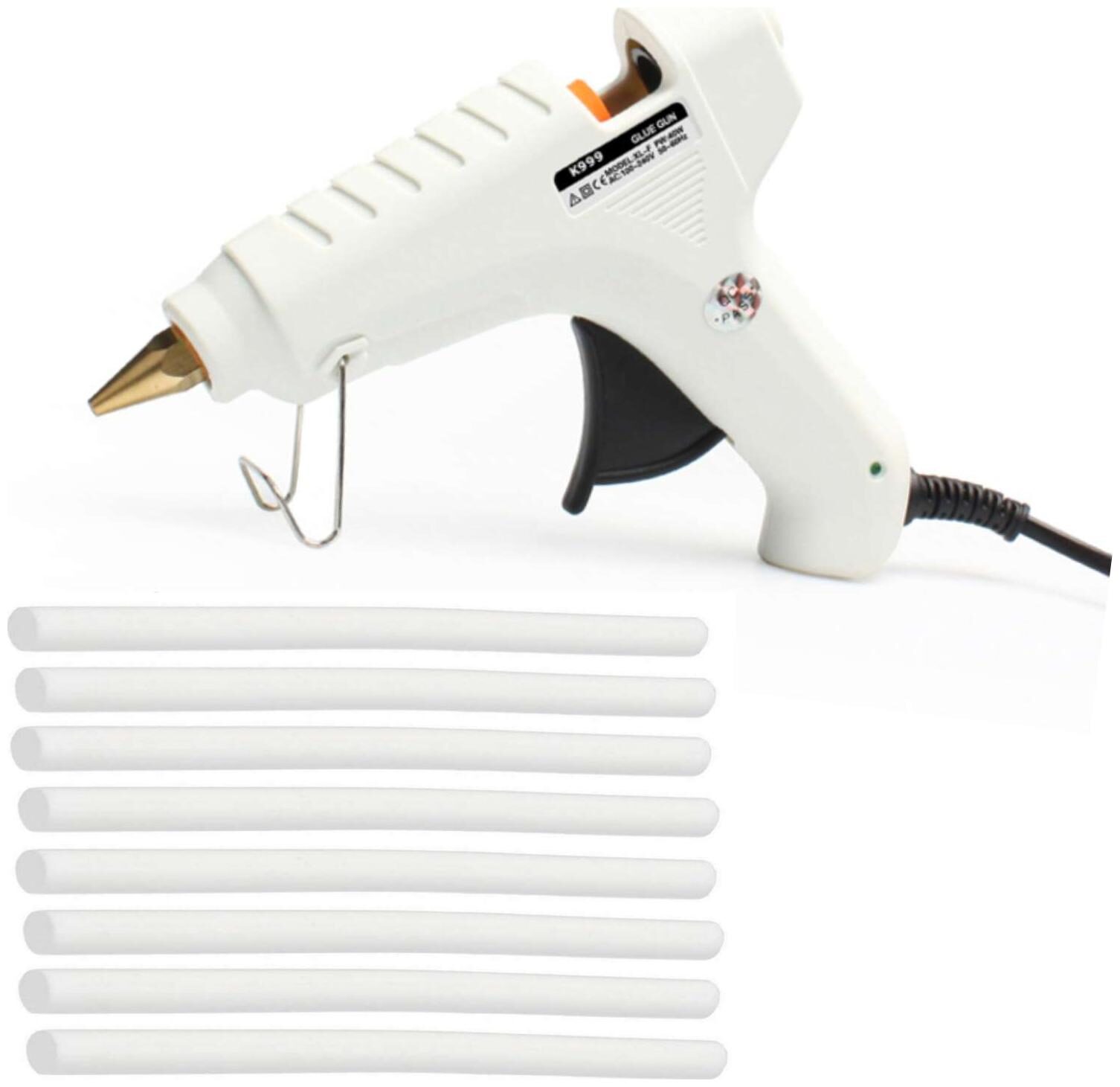 

BOND K999 WHITE 60W 60 WATT LEAK PROOF PROFESSIONAL HOT MELT GLUE GUN WITH INDICATOR AND FREE 8 MILKY WHITE GLUE STICKS