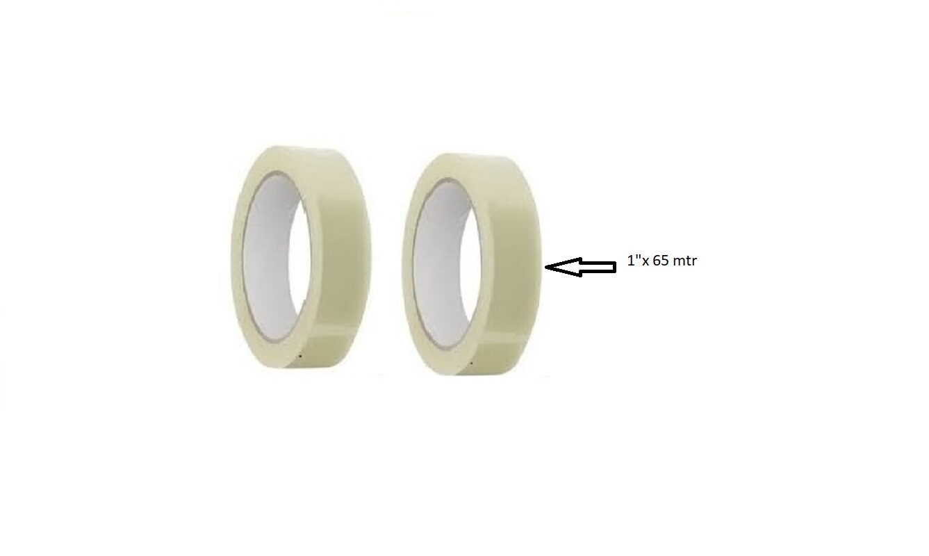 Transparent Packaging Tape/BOPP Tape (1x65 m) Pack of 2