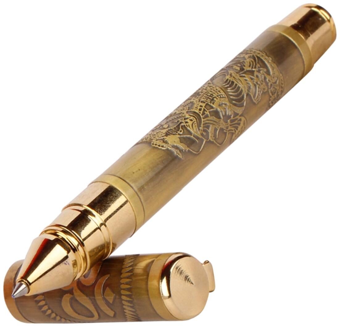 

Carving -0103 Designer auspicious Dancing Lord Ganesha Ganpati With Dandiya and Om Peace Metallic Roller Ball Pen