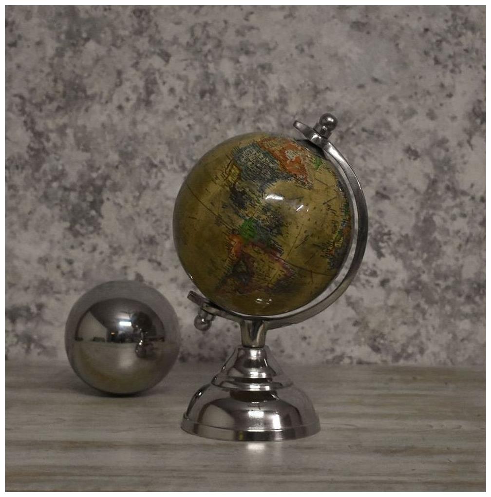 

Casa Decor Educational Antique Globe with Aluminum Arc and Base World Globe Home Decor Office Decor Gift Item 12 7 cm (5 inch) (Yellow Silver)