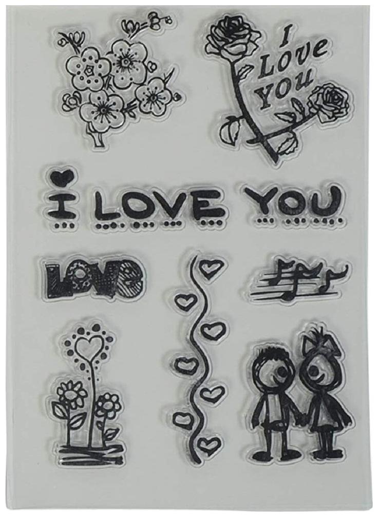 

Clear Rubber Stamp Used in Textile Block Printing Card Scrap Booking Making (I Love You)