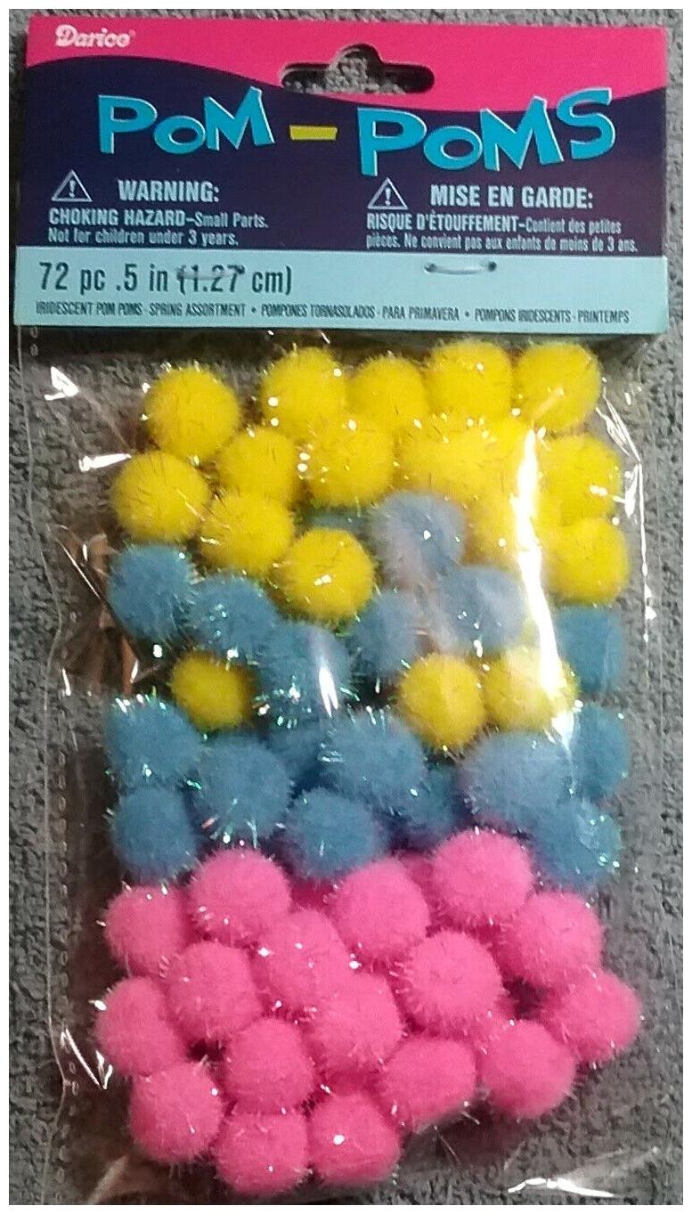 

Darice 72 pc Package of 1 2 Tinsel Pom Poms in Assorted Spring Pastel Colors
