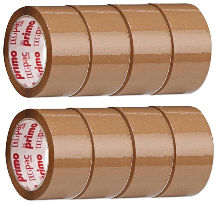 

DCGPAC Primo Brown BOPP Tape 40 Micron 72mm 65 Meter Pack of 8 pieces 3 inch Tape