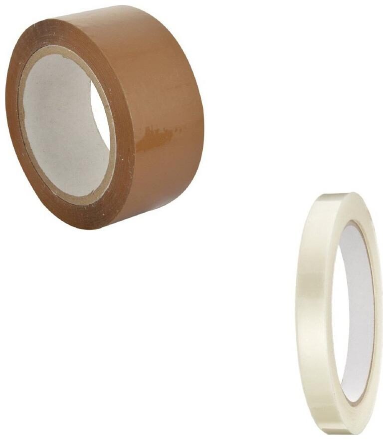 

De-Ultimate Set Of 1 pc Brown (2inch x 200m ) And 1 pc Transparent (0 5inch x 100m ) Handheld Single Sided Self Adhesive Packaging Cello Tape