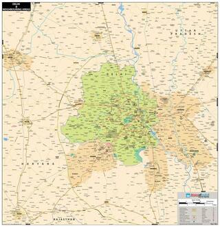 Buy Delhi Wall Map With Roller Synthetic 68 5 X 76 Cm Online