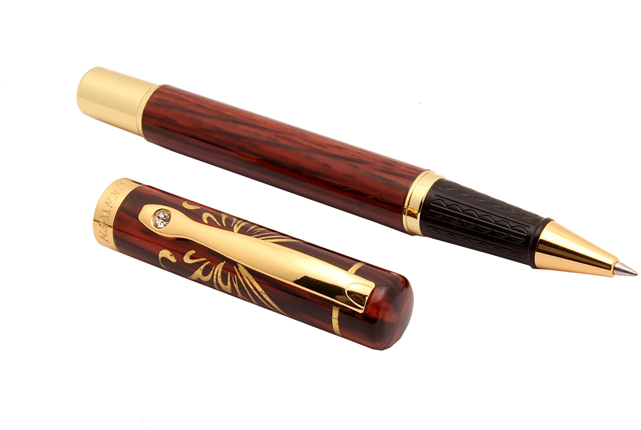 

Dikawen K9 Golden Butterfly Rollerball Pen Wood With Golden Trims New