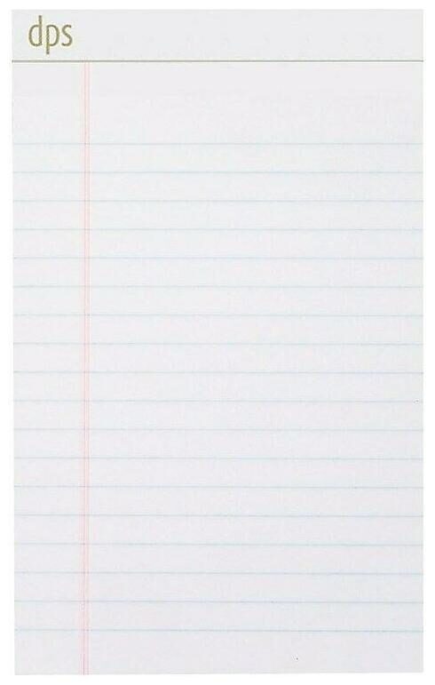

DPS by Staples Notepads 5 x 8 Narrow White 50 Sheets Pad 12 Pads PK (DPS20000)