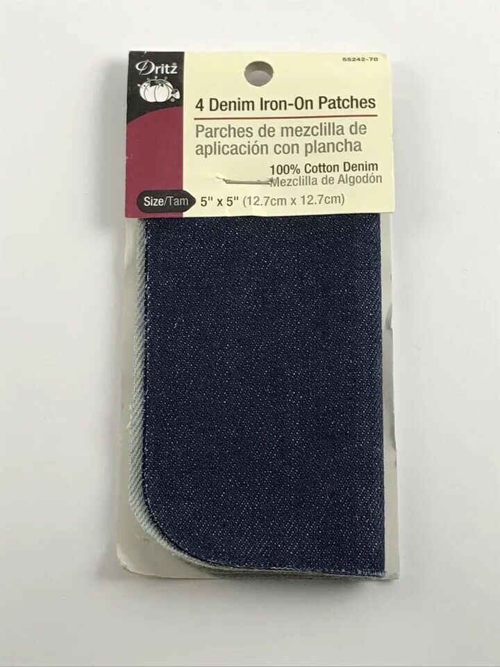 

Dritz 4 Denim Iron-On Patches 5 x5 072879251944