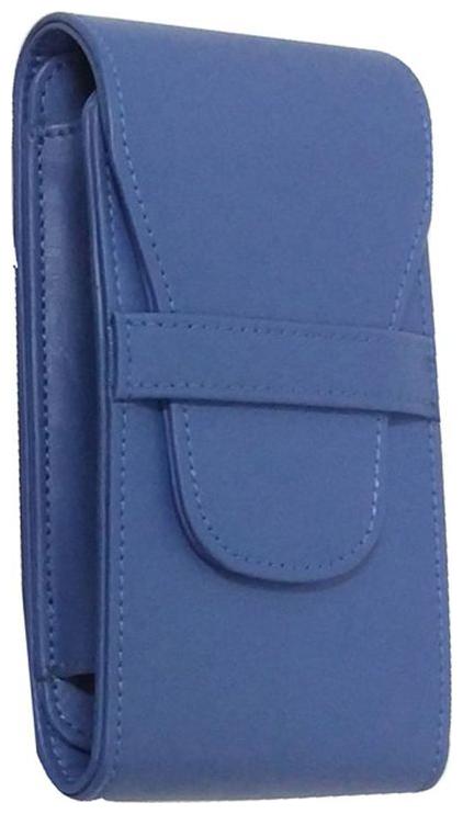 

Essart FAUX Leather plain self print pen holder with magnetic closure suitable for 3pens at one time strip closure - Blue