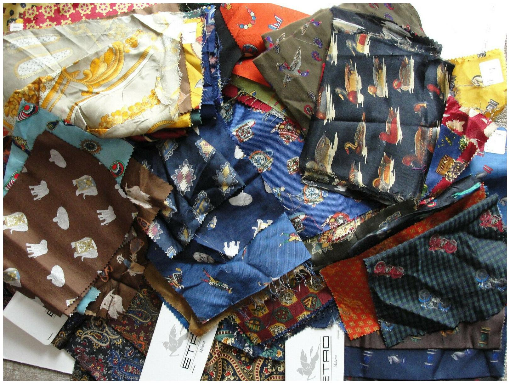 

ETRO - FABRIC SAMPLES - 5 MULTI HANGERS 75 SAMPLES MOST 8 x10 TIE SILK