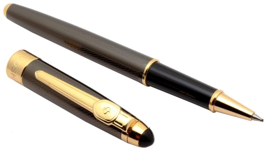

Exclusive Luoshi Shine Grey RollerBall Pen Metal Body With Golden Trims