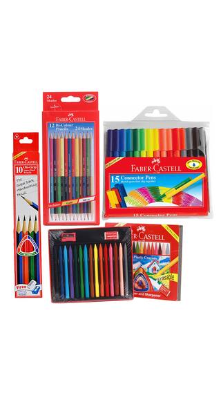 Faber castell stationery combos set bi colour pencils erasable plastic crayons pencil sketch pen Faber castell stationery combos set bi colour pencils erasable plastic crayons pencil sketch pen