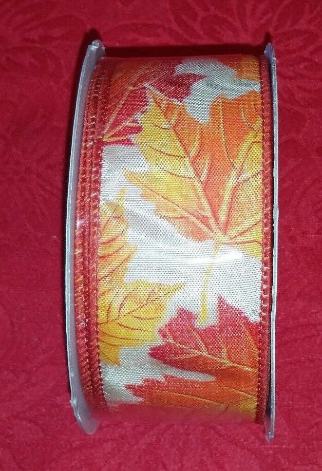 

FALL WIRED RIBBON- AUTUMN - HARVEST - LEAVES - GOURDS - THANKSGIVING - U CHOOSE