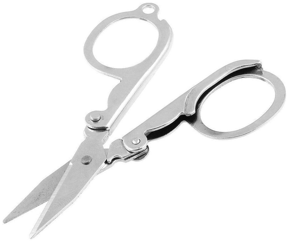 

FPR Portable Folding Stainless Steel Scissors for Hair Trimming Multi Purpose uses Mini Folding Scissors Travel Scissors - (Silver)