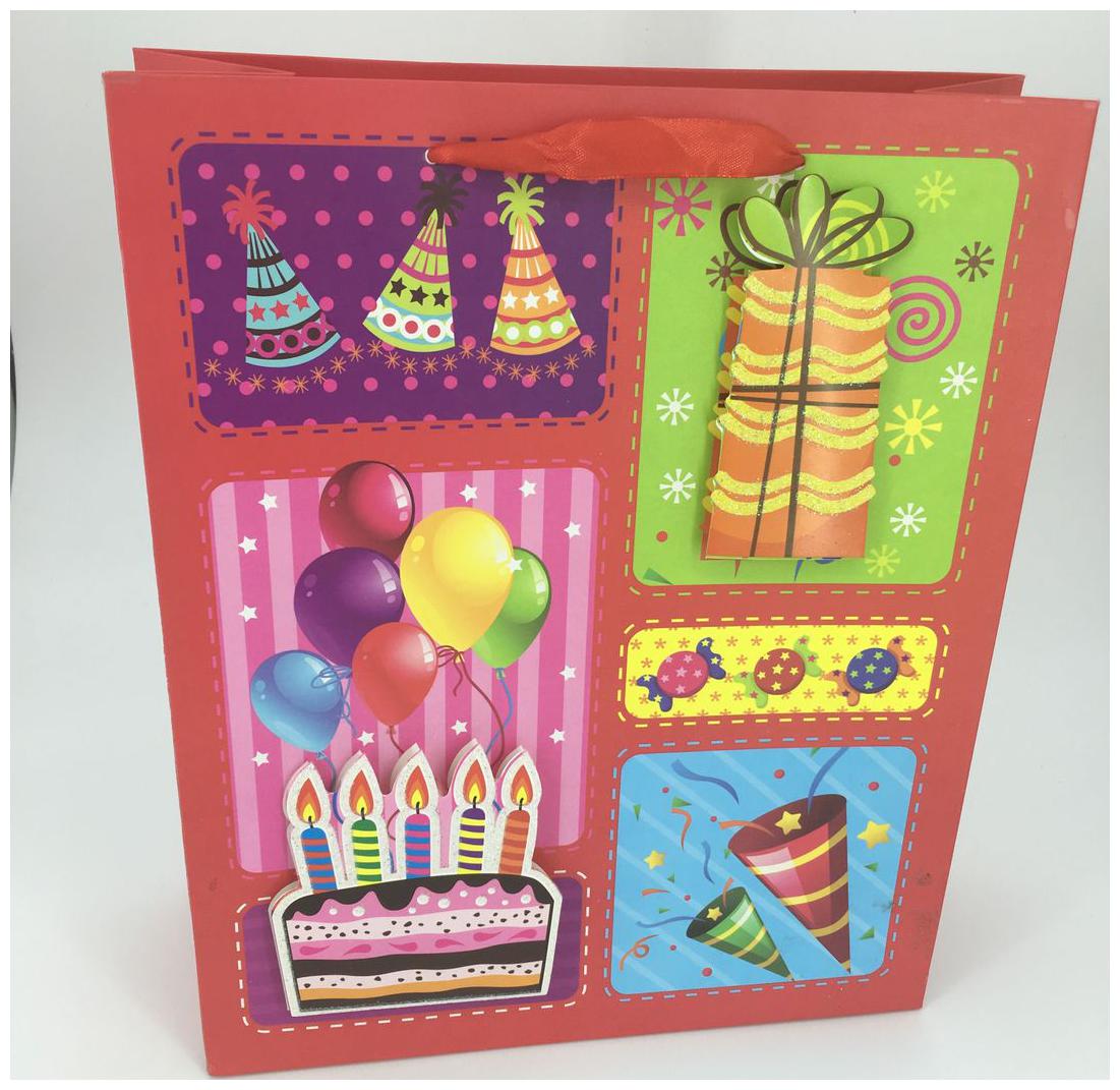 

Funcart Red happy birthday 3D cake giftbag ( pack of 2)