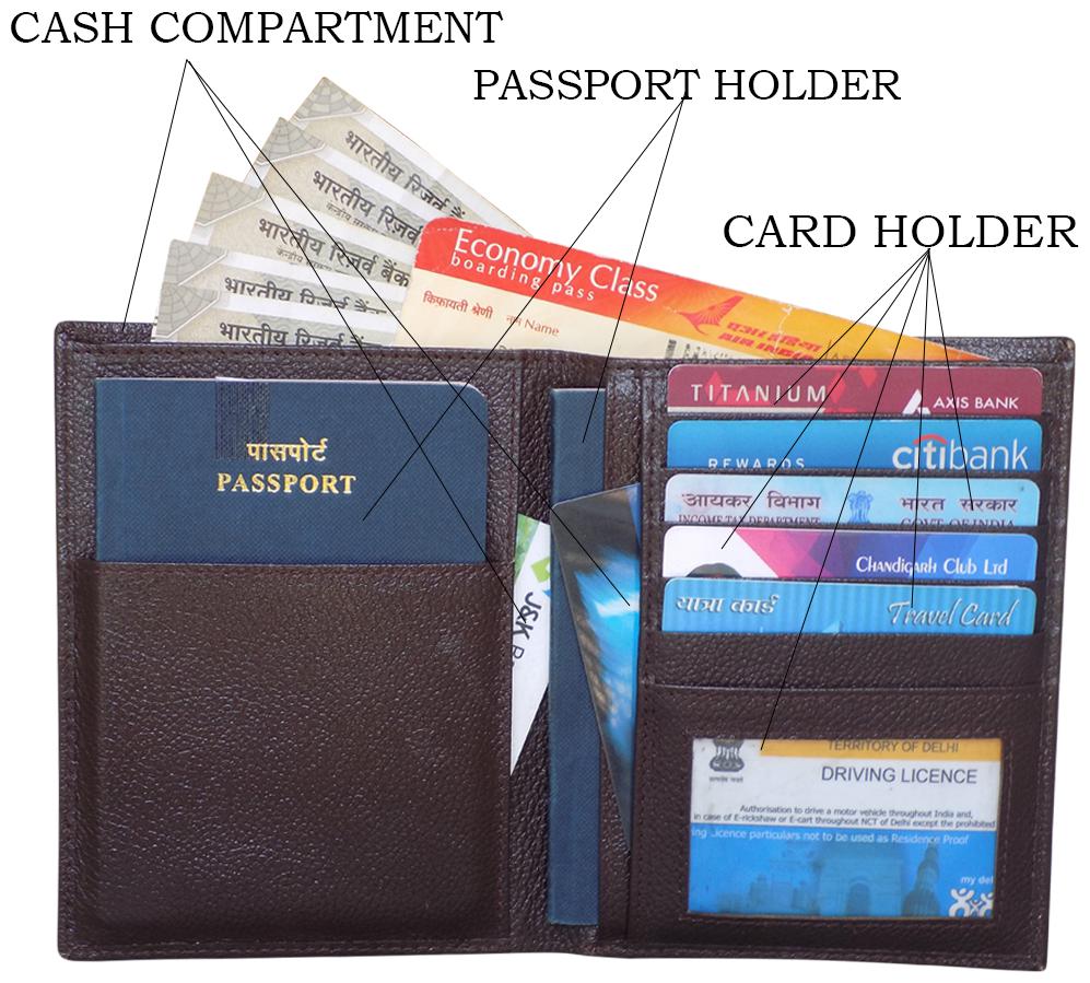 

Genuine Leather Brown Travel Document Holder