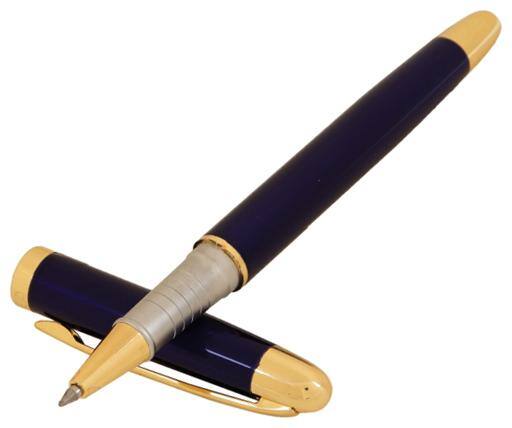 Genuine Oculus  Smooth 1725 Glossy Look, Special Edition Metallic Blue & Golden Combination Roller Ball Pen, Fitted with Germany Made Refill, Presented in a Gift Box.