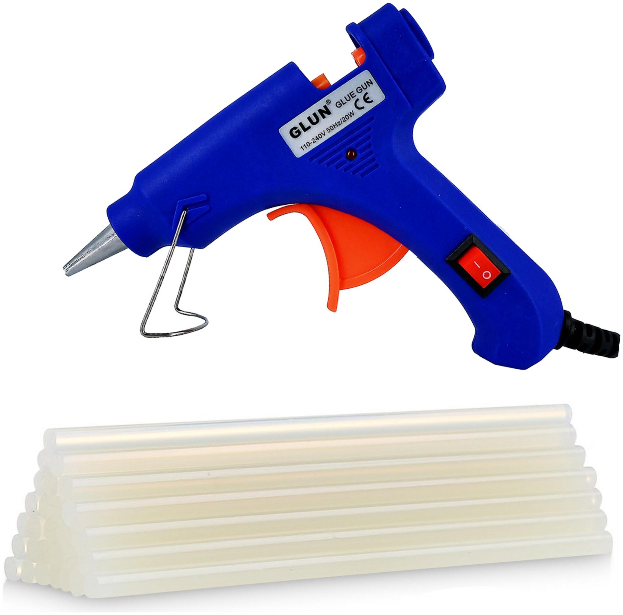 

GLUN Blue Color 20 Watt Mini Glue Gun with 10 Transparent Glue Sticks