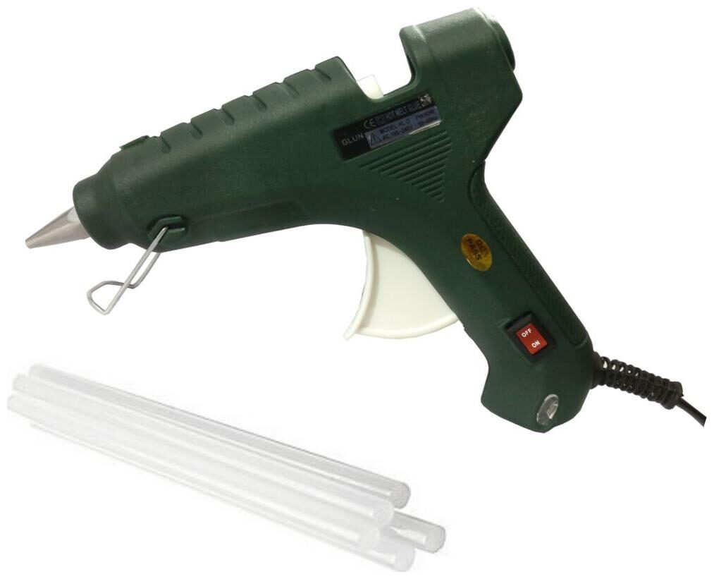 

GLUN GREEN 60W 60 WATT LEAK PROOF PROFESSIONAL (ON OFF SWITCH INDICATOR) HOT MELT GLUE GUN WITH 5 GLUE STICKS