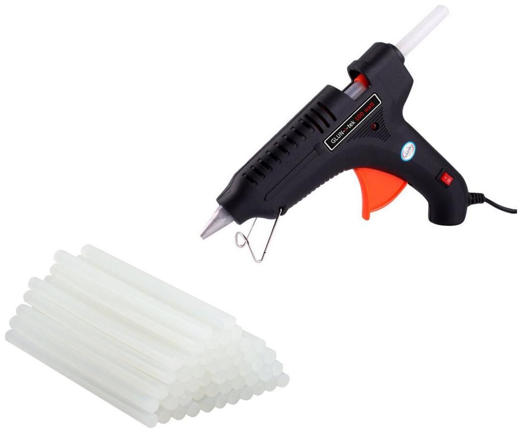 

GLUN ITEK 100W 100 WATT LEAK PROOF PROFESSIONAL (ON OFF SWITCH INDICATOR) HOT MELT GLUE GUN WITH 20 GLUE STICKS