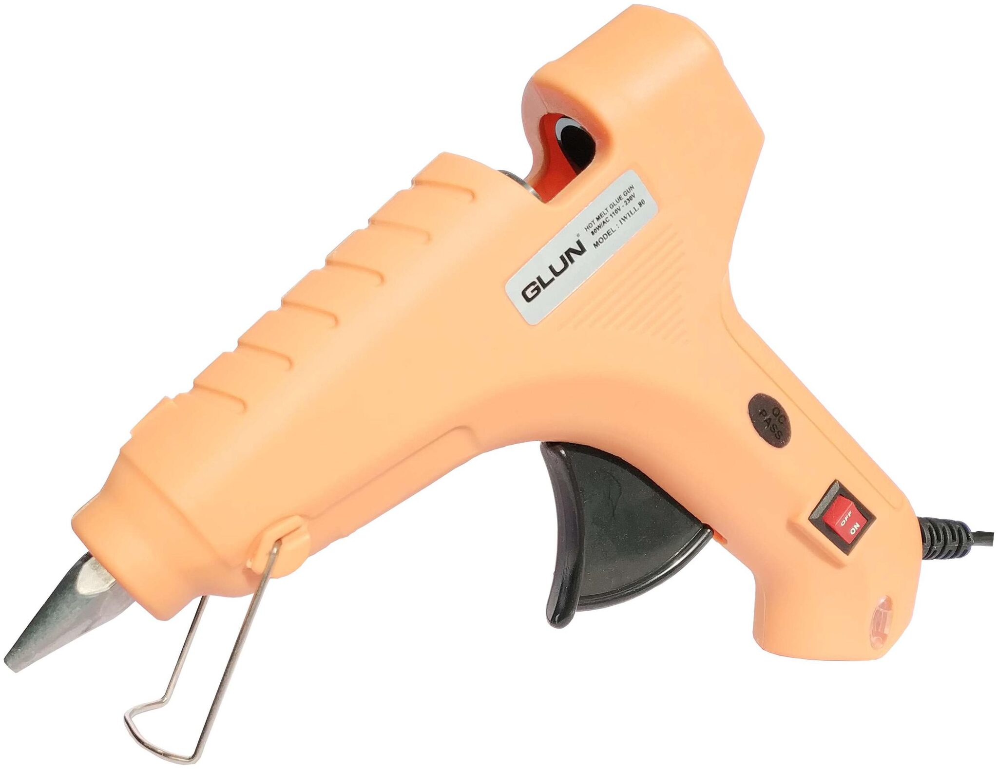 

GLUN PEACH 80W 80 WATT LEAK PROOF PROFESSIONAL (ON OFF SWITCH INDICATOR) HOT MELT GLUE GUN