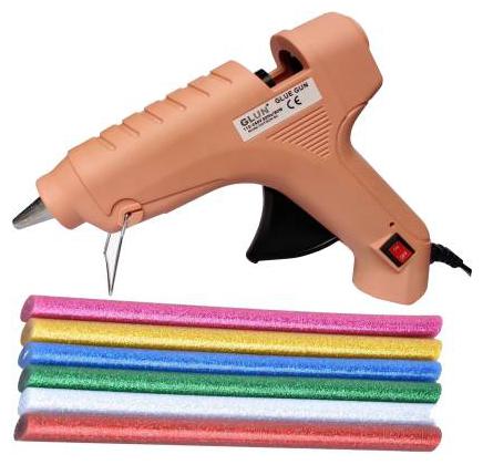 

GLUN Peach Color 80 Watt Glue Gun with 6 Glitter Glue Sticks