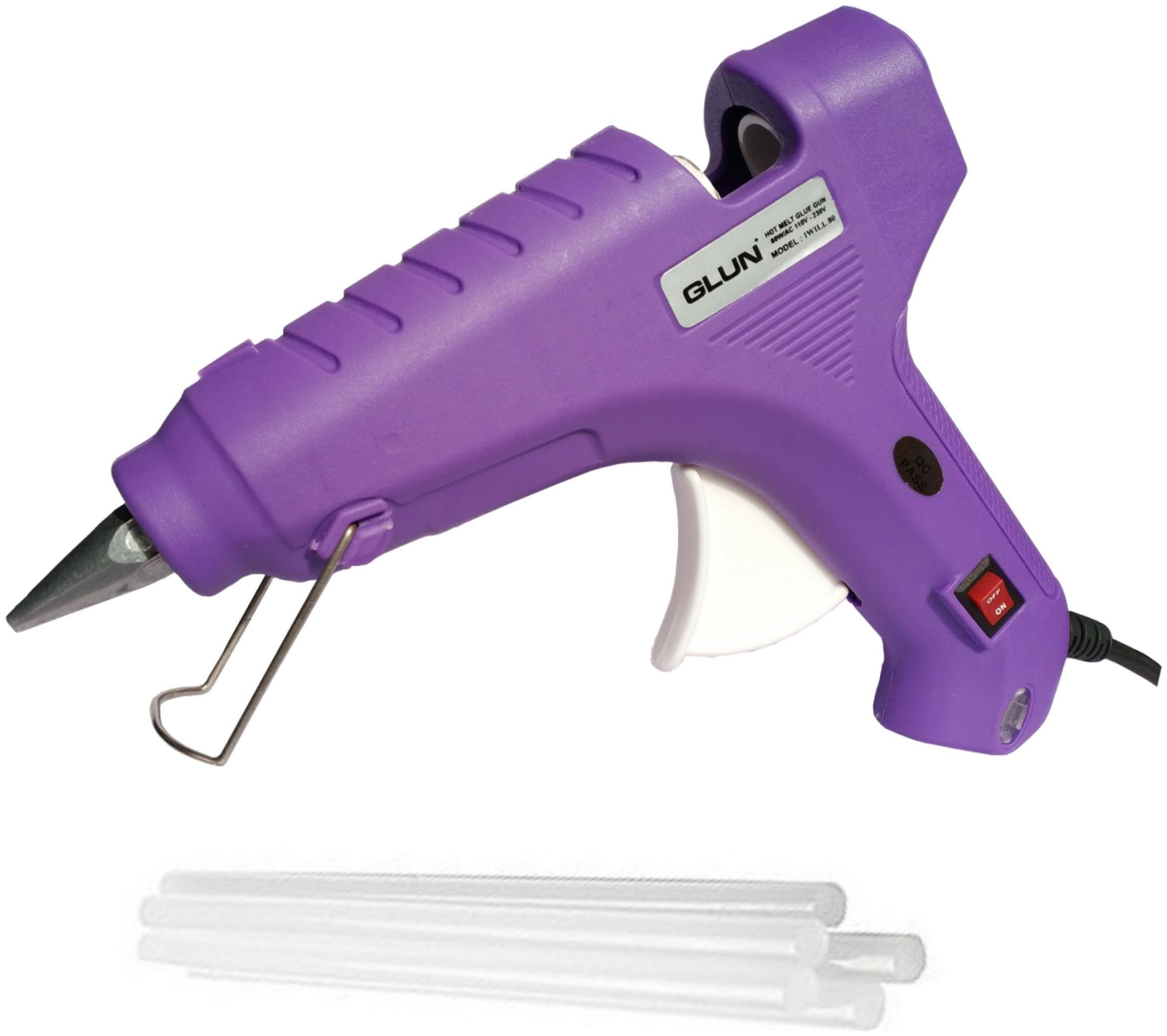 

GLUN Purple Color 80 Watt Glue Gun with 5 Transparent Glue Sticks