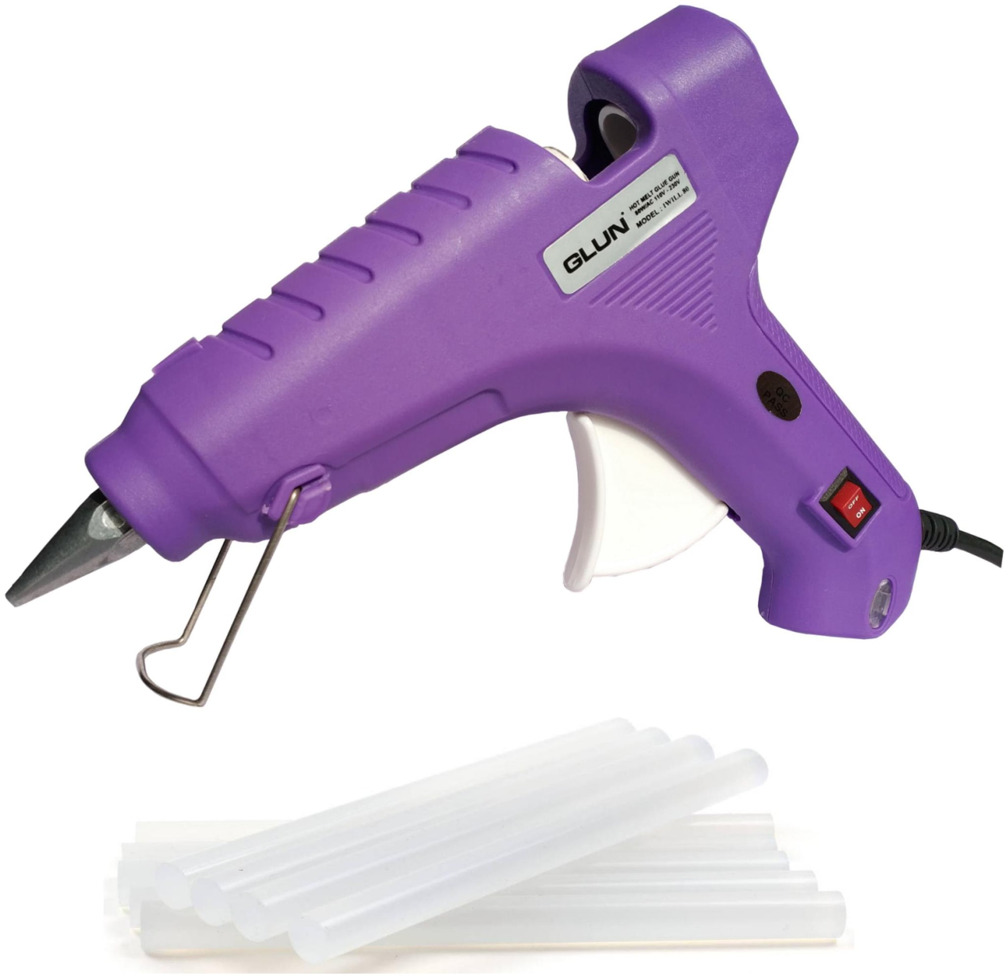 

GLUN Purple Color 80 Watt Glue Gun with 10 Transparent Glue Sticks