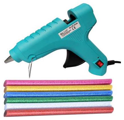 

GLUN Turquoise Color 80 Watt Glue Gun with 6 Glitter Glue Sticks