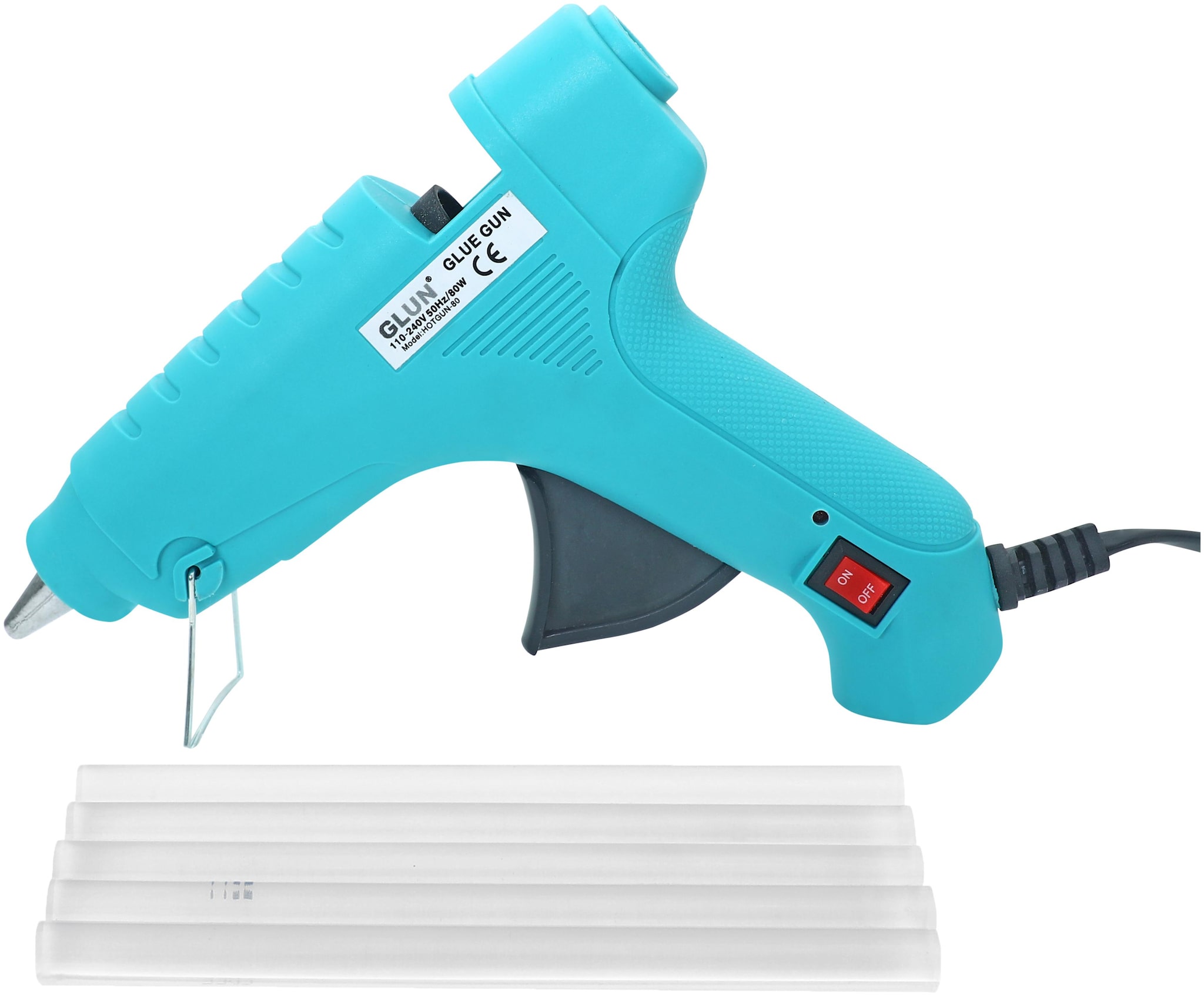 

GLUN Turquoise Color 80 Watt Glue Gun with 5 Transparent Glue Sticks