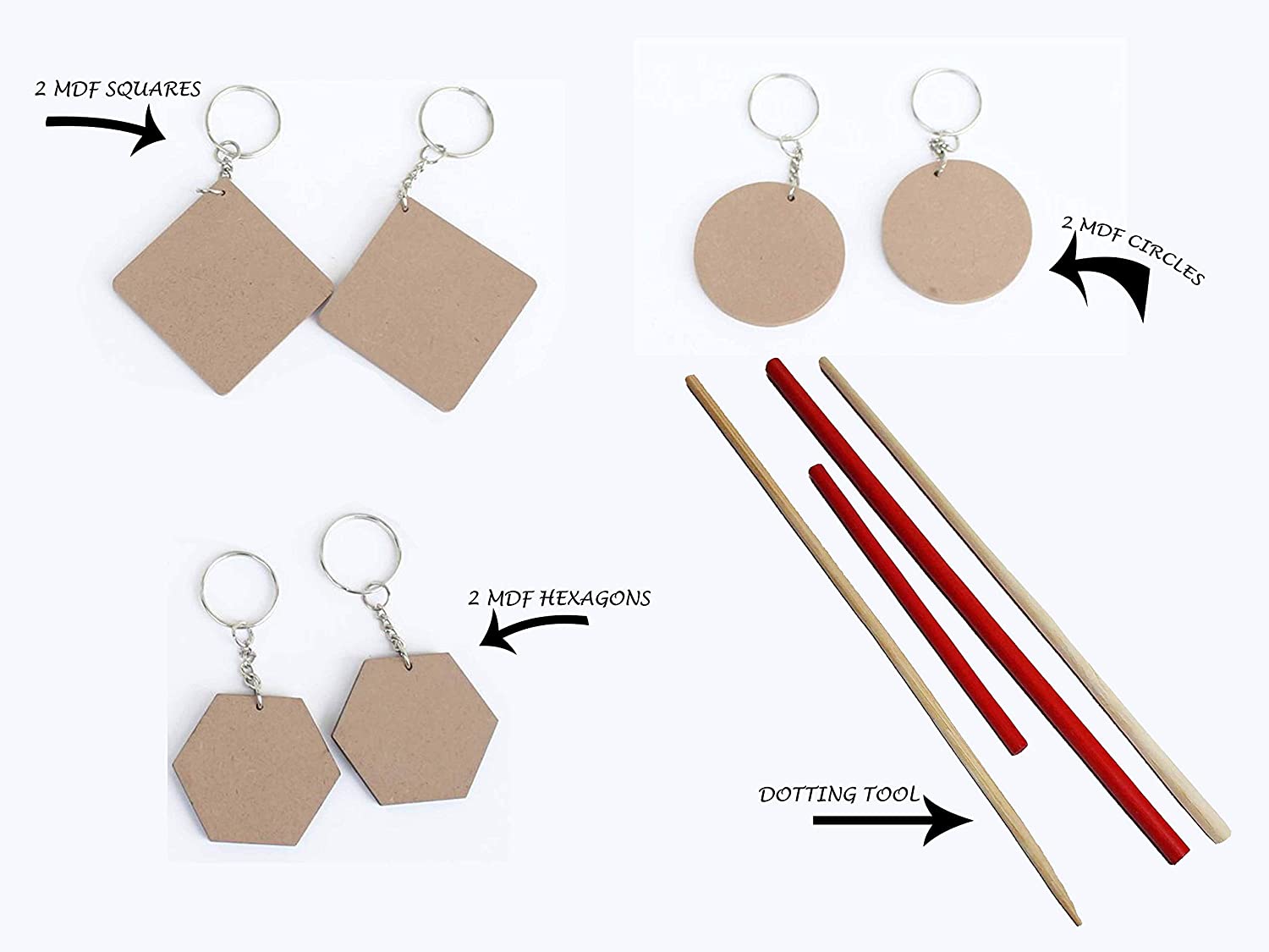 

Gossar Paint Your Own 6 Diy Mdf Keychains Fun Loving Learning Kit For Kids Birthday Party Return Gift Christmas Gift School Nursery Craft Kit (Pack Of 1)