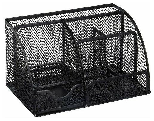 

Greenco Mesh Office Supplies Desk Organizer Caddy 6 Compartments Black