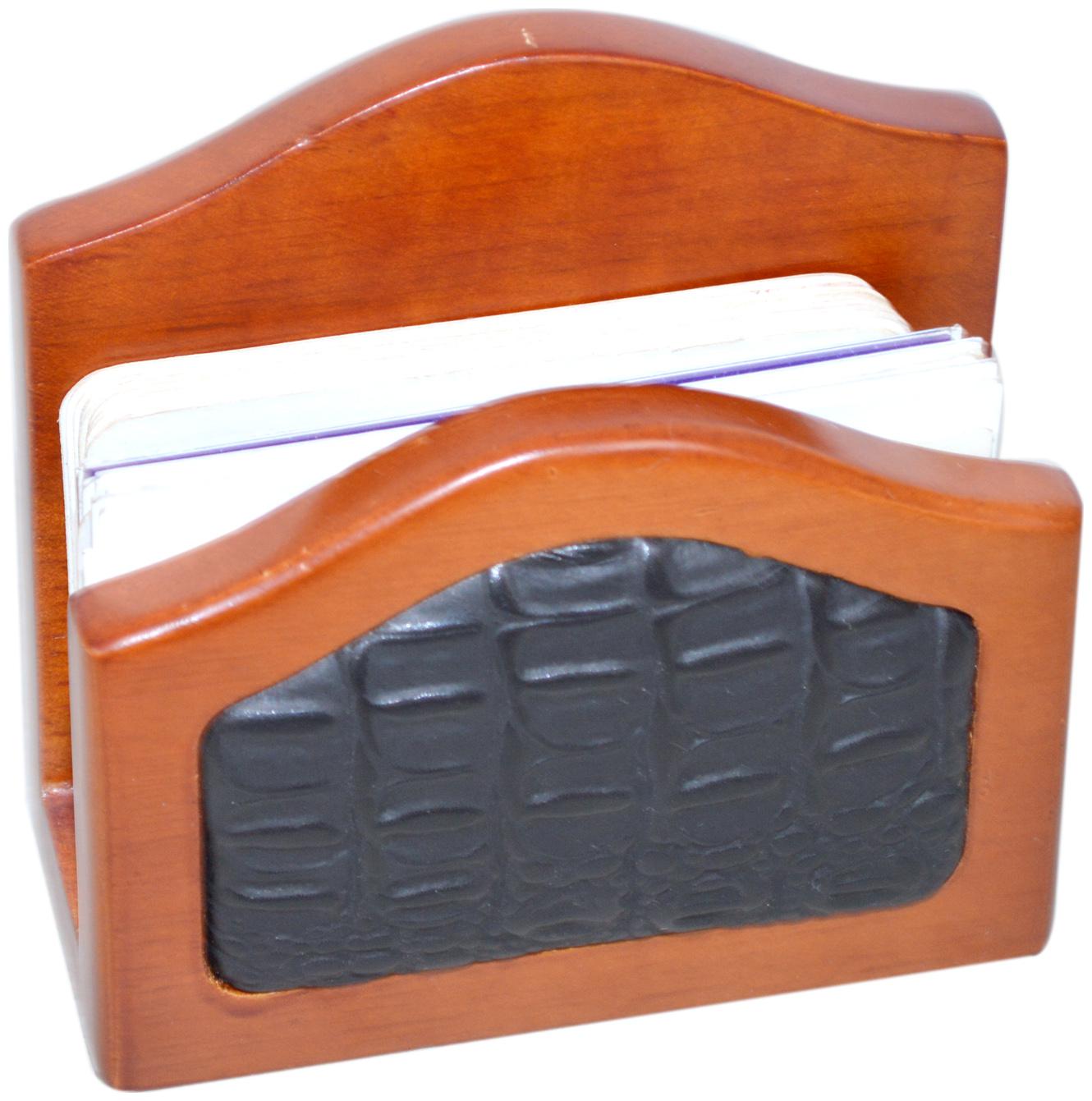 

Handcrafted 1 Compartments Wooden Visiting Card Holder (Tan)