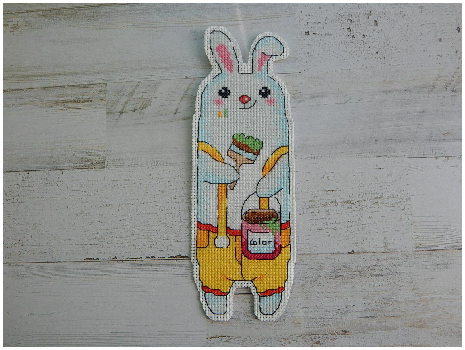 

Handmade finished Cross Stitch bookmark Cute Bunny Design