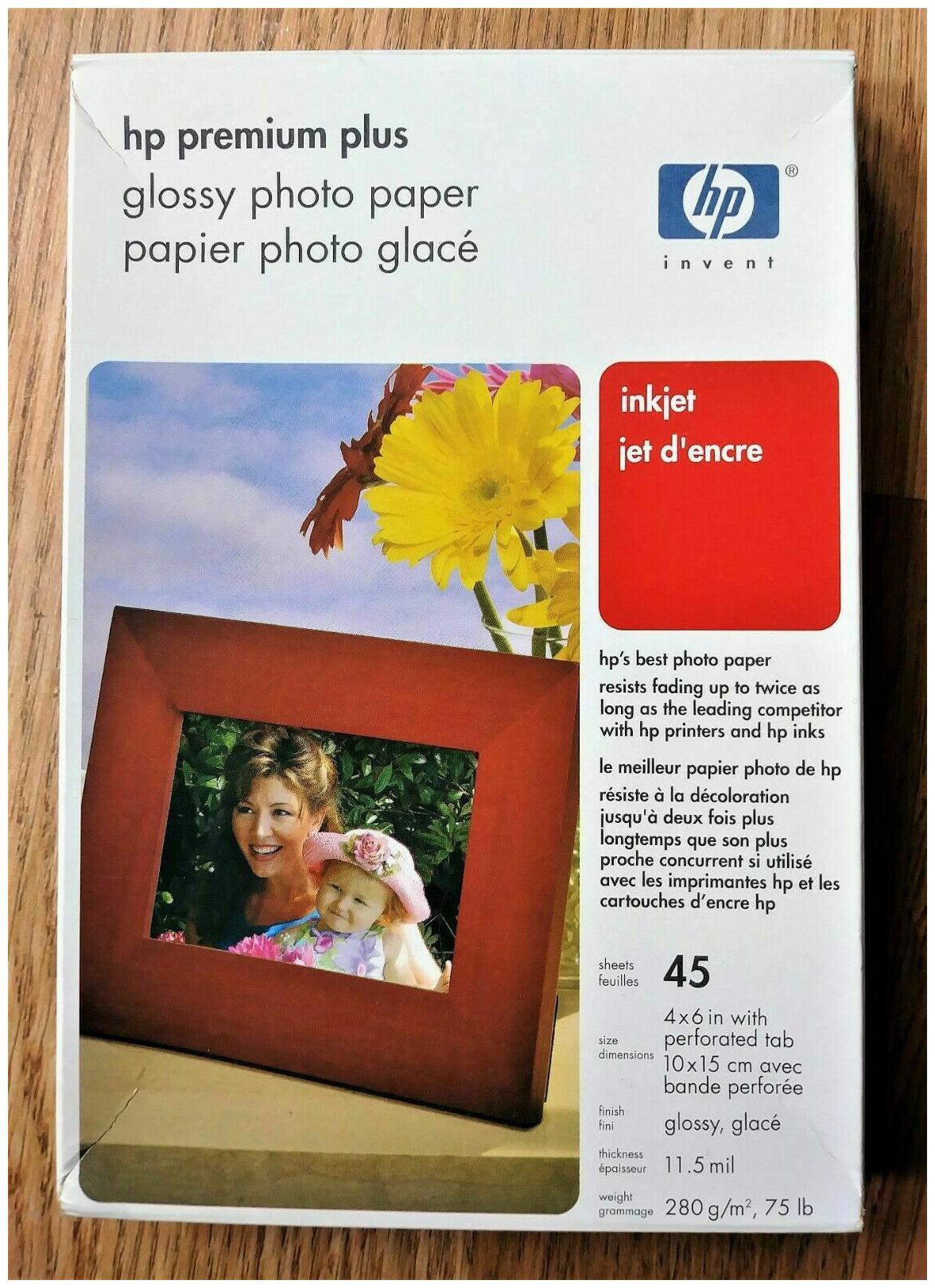 Glossy, 5x7 inch HP Photo Paper Premium Plus 60 sheets *New* Printer