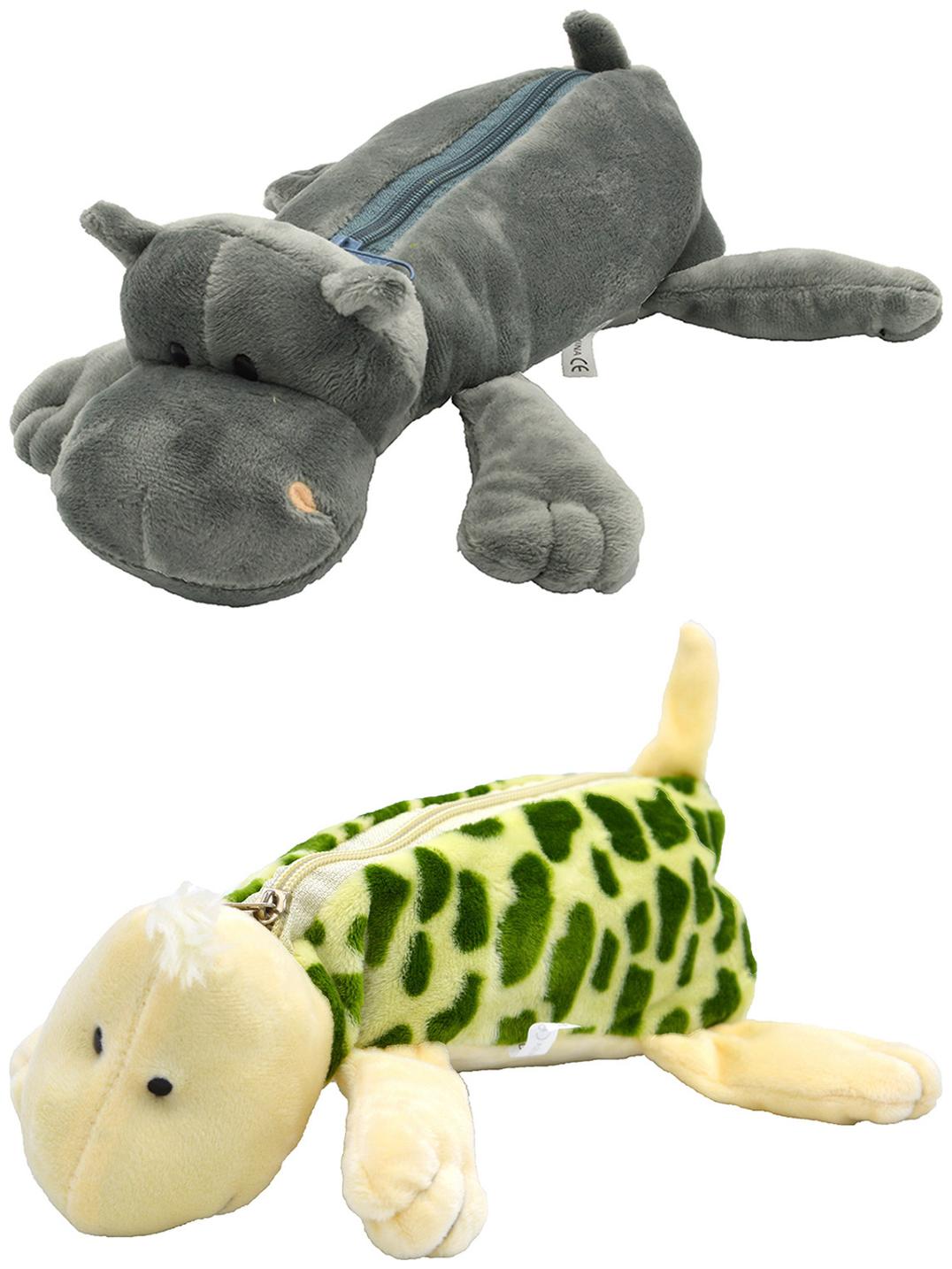 

HRINKAR Dog and Tortoise Animal Cotton Pencil Box For Kids Boy and Girls - 2 pcs Combo Fancy stationary Pouch - pcMB171