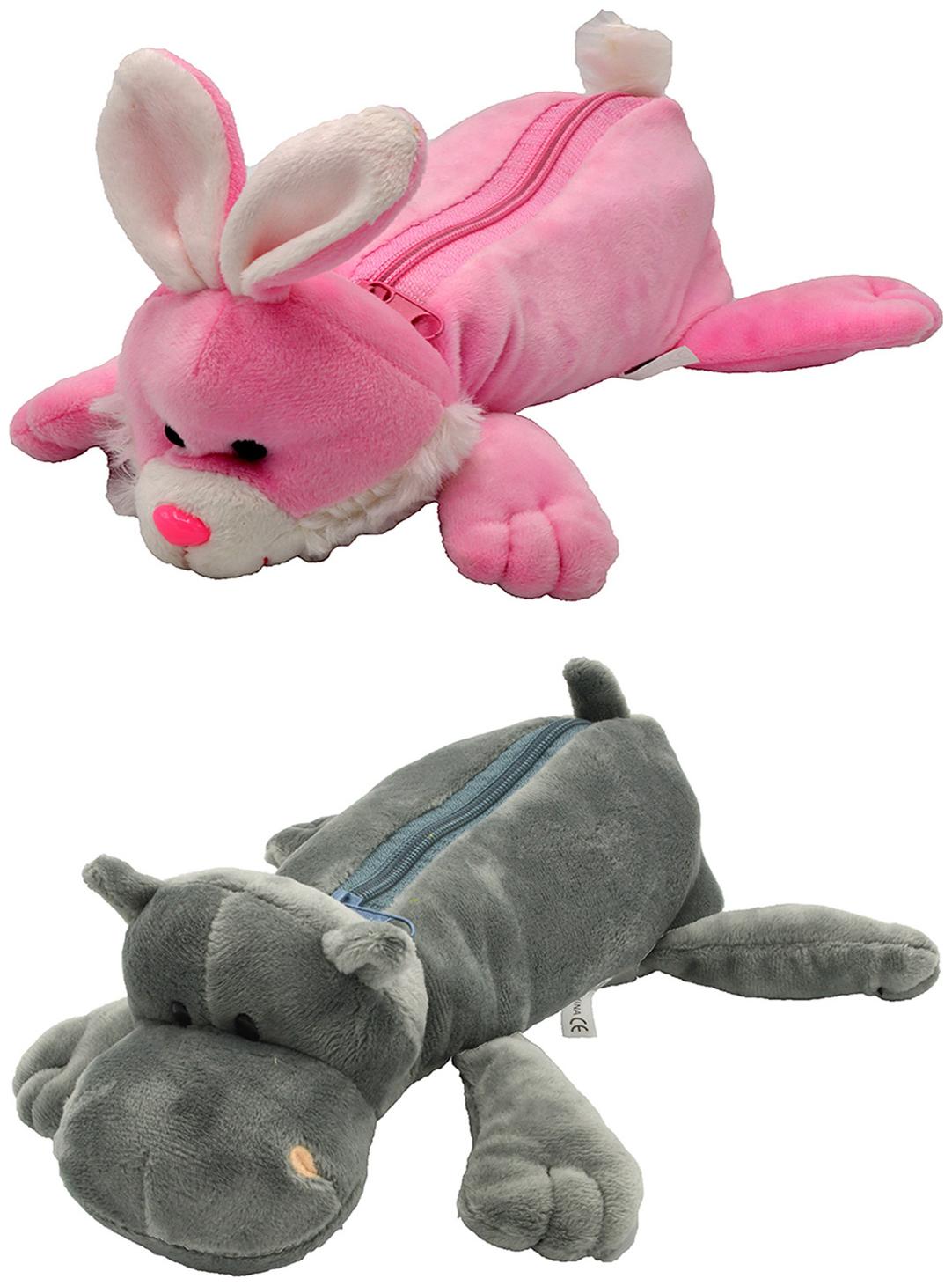 

HRINKAR Rabbit and Dog Animal Cotton Pencil Box For Kids Boy and Girls - 2 pcs Combo Fancy stationary Pouch - pcMB107