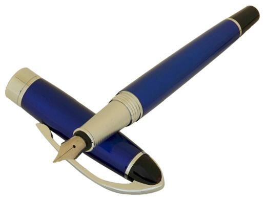 Impact 0525 Stylish Blue and Silver Combination Fountain Pen Fitted with Germany Made Refill. Presented in a Gift Box.