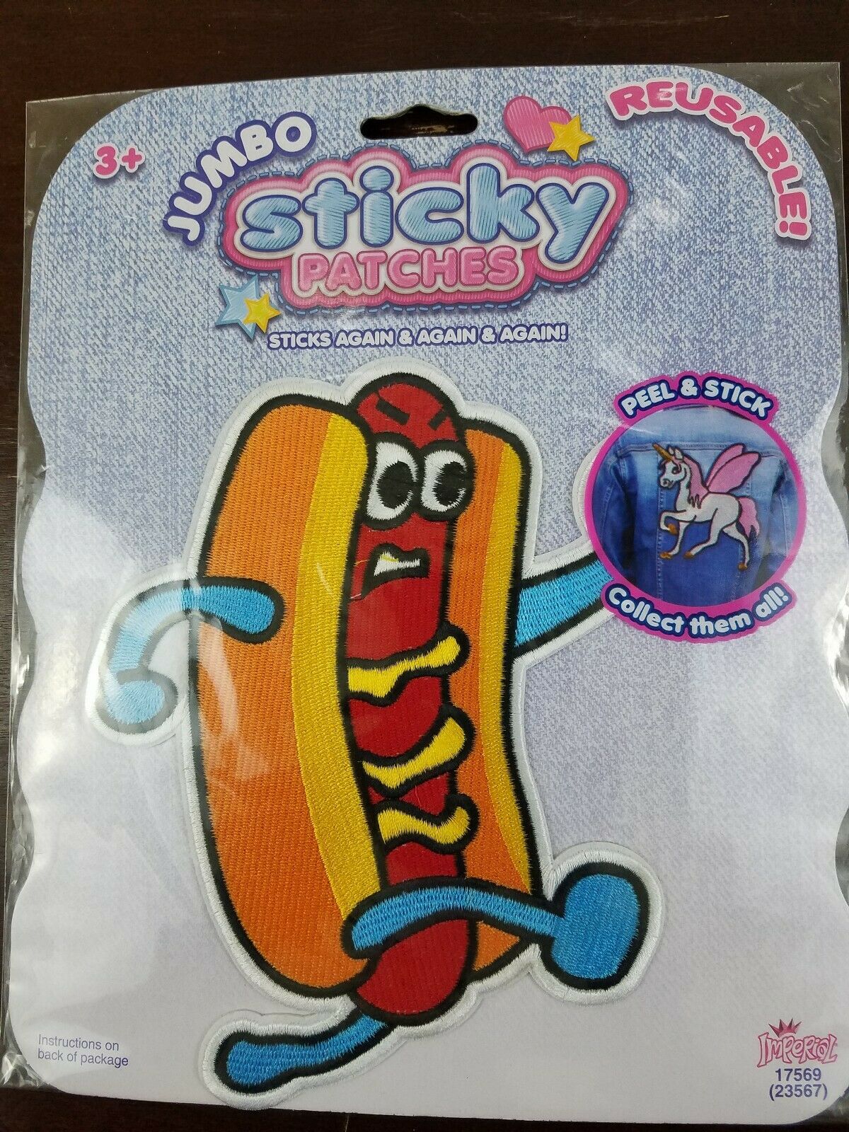 

Imperial Jumbo Reusable Sticky Patches Hot Dog NEW